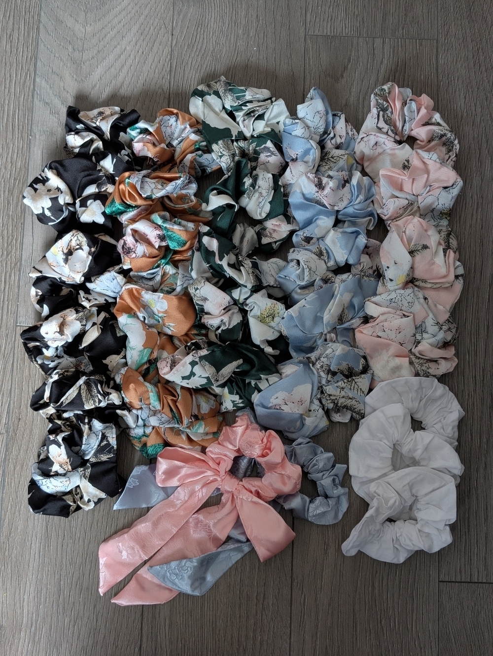 Silky Floral Print Kids Scrunchie Set – Mixed Colors